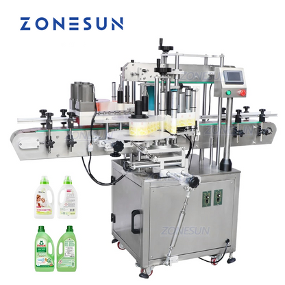 ZONESUN ZS-TB300V Máquina etiquetadora de botellas cuadradas de doble cara automática personalizada 