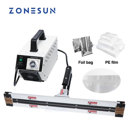 ZONESUN 300/400/500/600mm Instantaneous Hot Pliers Sealing Machine