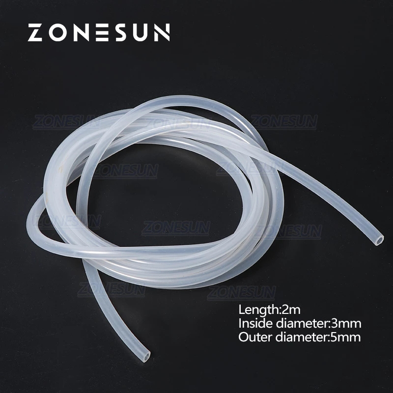 ZONESUN PJ-GZ3 Lunghezza 2 m Diametro interno 3 mm Tubo in silicone Tubo in gomma per riempitrice