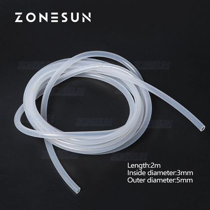 ZONESUN PJ-GZ3 longitud 2m diámetro interior 3mm tubo de silicona manguera de goma para máquina de llenado