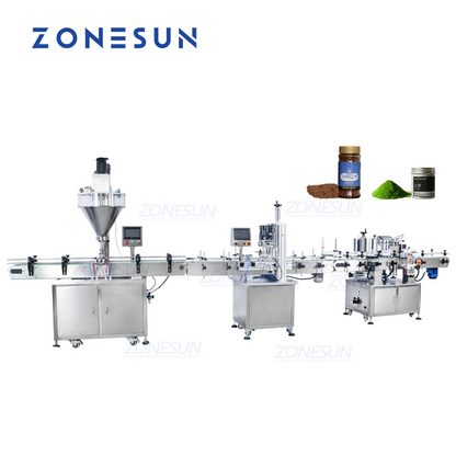 ZONESUN Powder Filling Capping Round Bottle Labeling Production Line