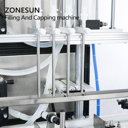 ZONESUN 4 Heads Liquid Filling And Capping Machine With Cap Feeder peristaltic pump automatic filling machine