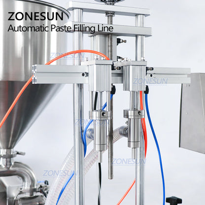 ZONESUN ZS-FAL180R10 Full Automatic 2 Heads Paste Round Bottle Filling Capping Labeling Machine