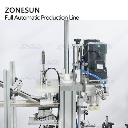 ZONESUN 4 Nozzles Liquid Filling Capping Round Bottle Labeling Machine With Cap Feeder