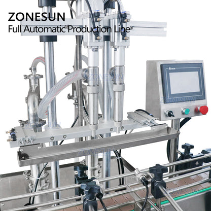 ZONESUN ZS-FAL180R4 Etichettatrice per tappatura di riempimento di liquidi a pistone con nastro trasportatore a forma di U