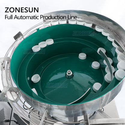 ZONESUN Custom Liquid Filling Capping And Round Labeling Machine With Vibratory Cap Feeder automatic machine line