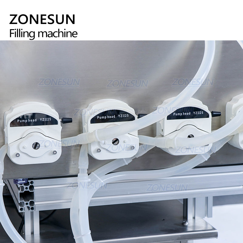 ZONESUN ZS-DTPP4E Máquina de llenado de líquidos con bomba peristáltica neumática de 4 boquillas 