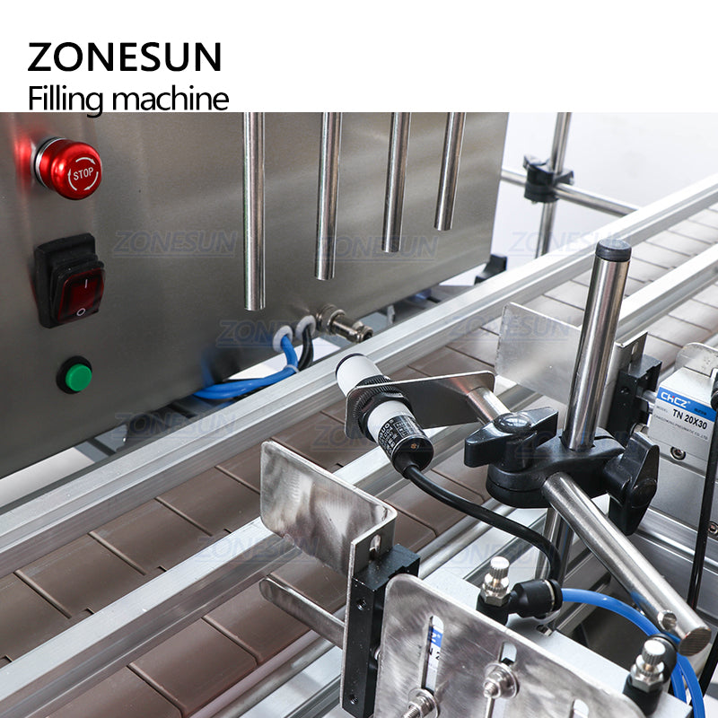 ZONESUN ZS-DTPP4C 4 Heads Peristaltic Pump Liquid Filling Machine With Conveyor