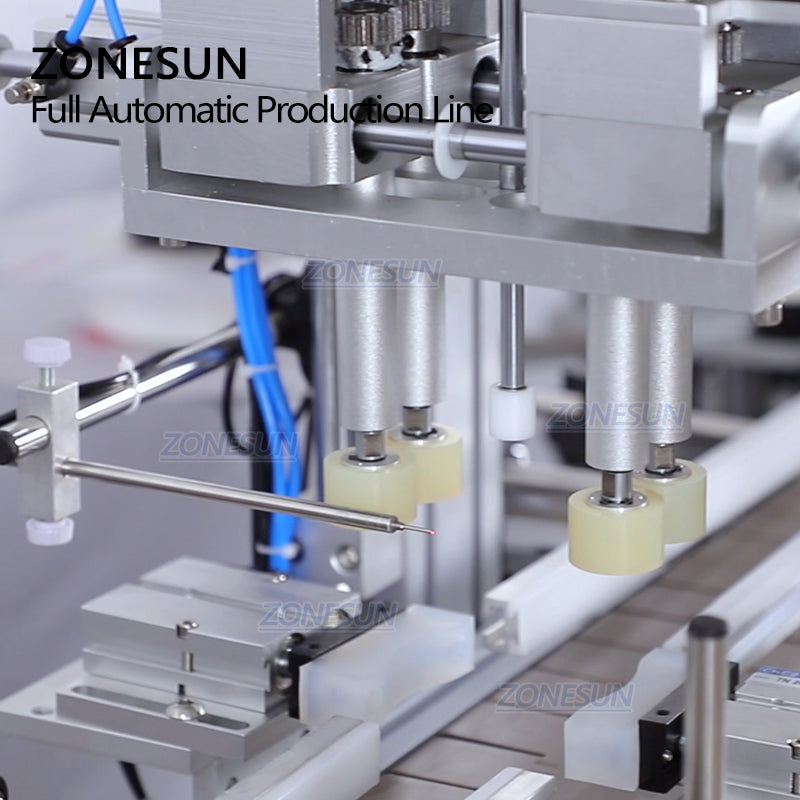 ZONESUN Tabletop 4 Nozzles Peristaltic Pump Filling Capping Labeling  Production Line