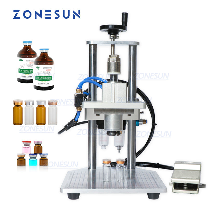 ZONESUN 13/15/20mm Pneumatic Penicillin Bottle Aluminum Plastic Capping Machine