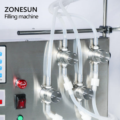 ZONESUN ZS-YTMP4S Semi-Automatic 4 Heads Magnetic Pump Liquid Filling Machine