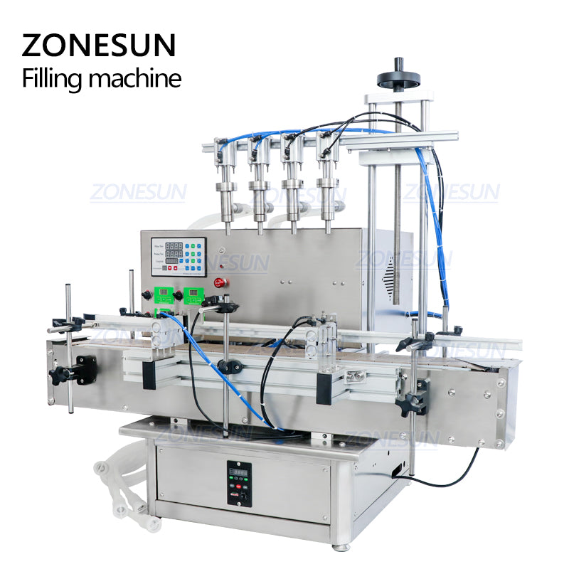 ZONESUN ZS-DTPP4E Máquina de llenado de líquidos con bomba peristáltica neumática de 4 boquillas 