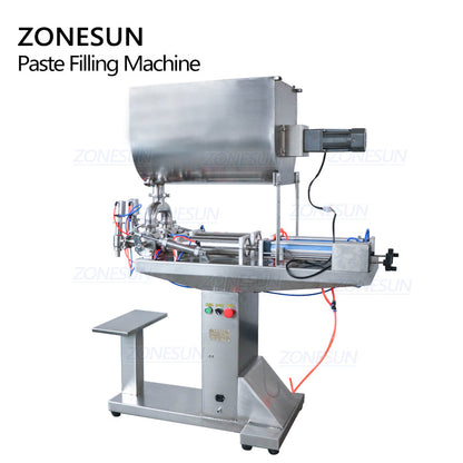 ZONESUN Semi Automatic 2 Heads Paste Filling Machine With Mixer