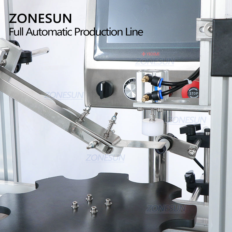 ZONESUN Custom Liquid Filling Capping And Round Labeling Machine With Vibratory Cap Feeder automatic machine line