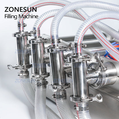 ZONESUN 4 Heads Pneumatic Liquid Filling Machine Piston Filler juice filling machine