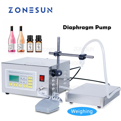 ZONESUN ZS-DP641W 30-6000ml Bomba de diafragma semiautomática Máquina llenadora de pesaje de líquidos