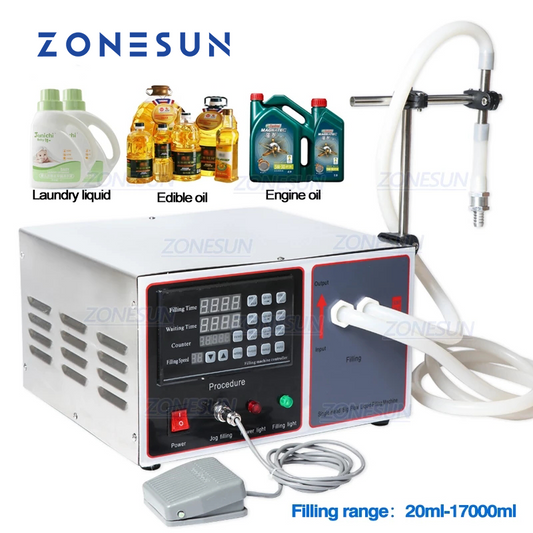 ZONESUN ZS-GFK17B 20-17000ml Riempitrice per liquidi con pompa a diaframma semiautomatica