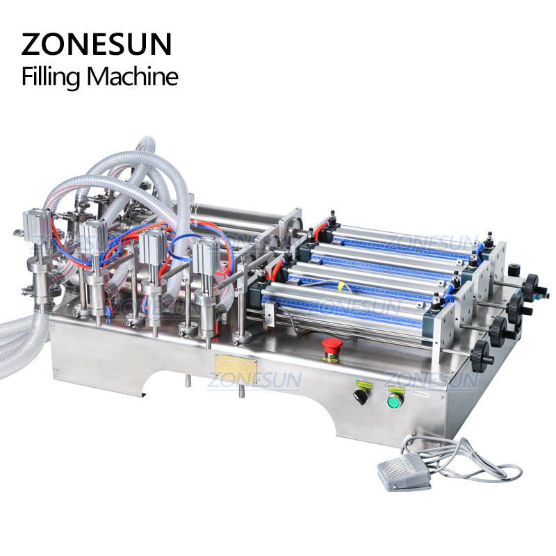 ZONESUN 4 Heads Pneumatic Liquid Filling Machine Piston Filler juice filling machine