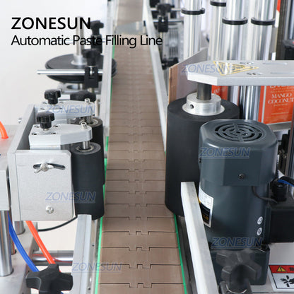 ZONESUN ZS-FAL180R10 Full Automatic 2 Heads Paste Round Bottle Filling Capping Labeling Machine