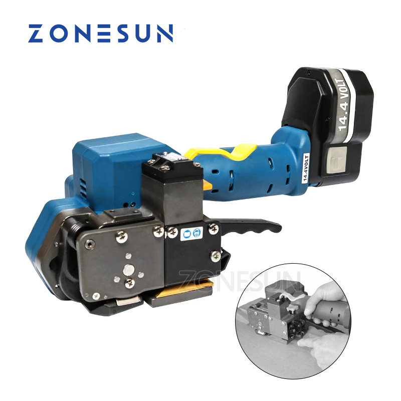 ZONESUN P323 Reggiatrice elettrica portatile in PET alimentata a batteria da 12-19 mm