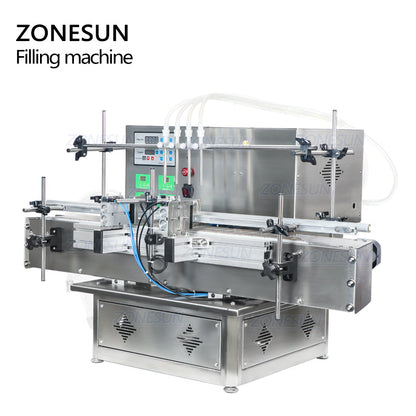 ZONESUN ZS-DTPP4C 4 Heads Peristaltic Pump Liquid Filling Machine With Conveyor