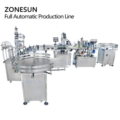 ZONESUN ZS-FAL180R4 Etichettatrice per tappatura di riempimento di liquidi a pistone con nastro trasportatore a forma di U