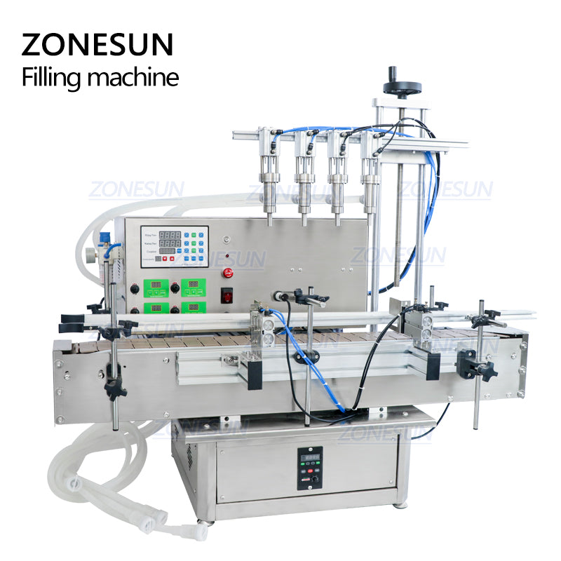 ZONESUN ZS-DTPP4E Máquina de llenado de líquidos con bomba peristáltica neumática de 4 boquillas 