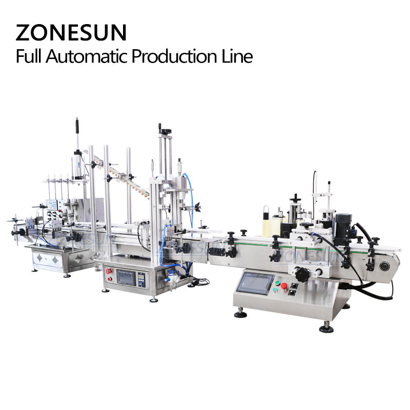 ZONESUN Small Automatic Magnetic Pump Liquid Filling Capping Round Bottle Labeling Machine