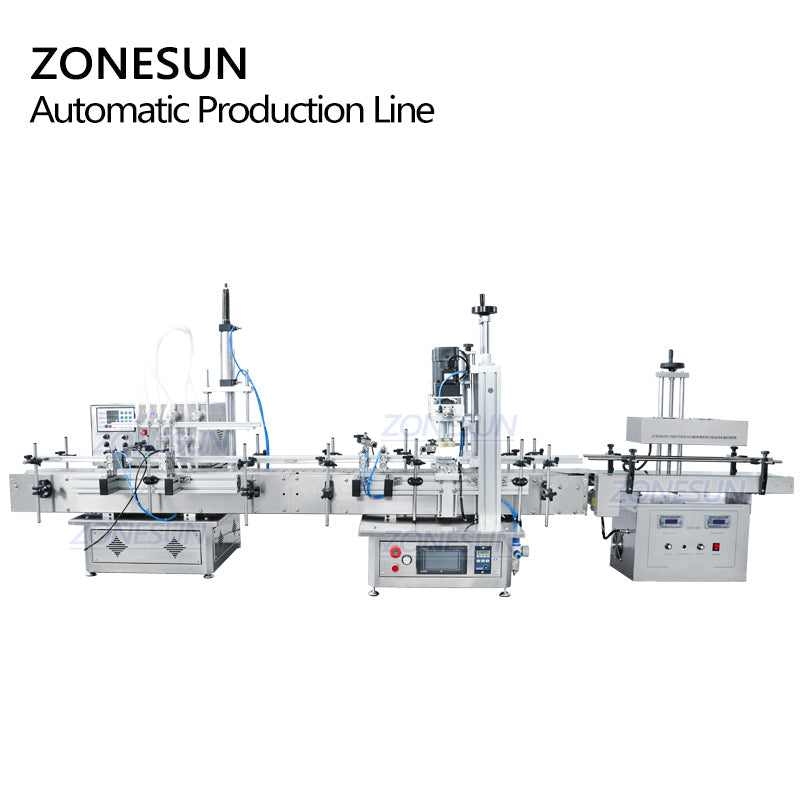 ZONESUN ZS-FAL180S Tabletop 4 Diving Heads Liquid Filling Capping Sealing Production Line