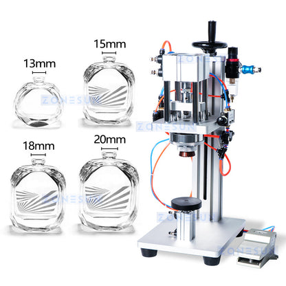 ZONESUN ZS-YG08 13/15/18/20 mm Máquina taponadora de botellas de perfume neumática