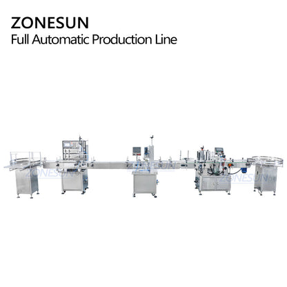 ZONESUN 4 Heads Liquid Filling Capping And Round Bottle Labeling Machine With Inkjet Printing Machine