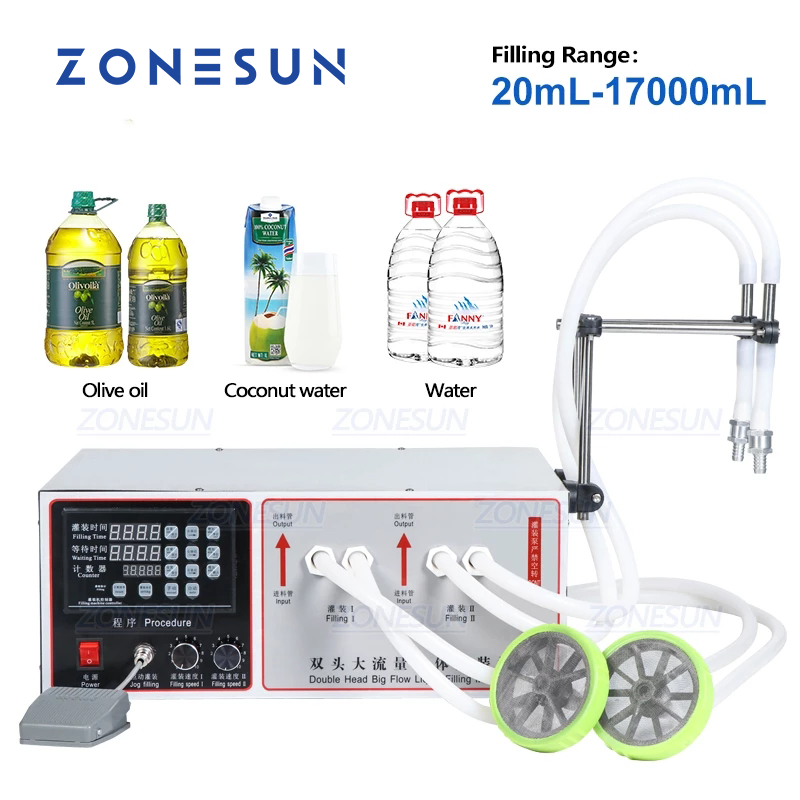 ZONESUN ZS-GFK17B Macchina di rifornimento per liquidi con pompa a membrana a 2 ugelli ad alta portata