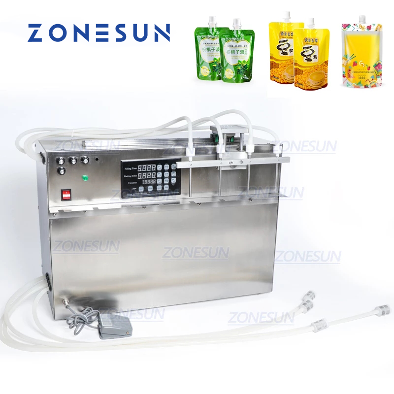 ZONESUN 5-3000ml 4 Heads Stand-up Bag Spout Pouch Liquid Filling Machine