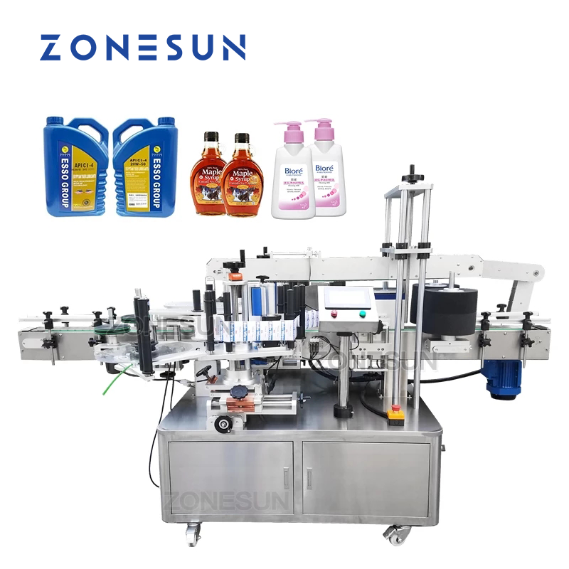 ZONESUN Etichettatrice automatica per bottiglie quadrate irregolari su due lati