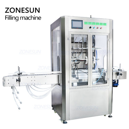 ZONESUN ZS-VTMP80D Custom 6 Heads Magnetic Pump Liquid Filling Machine With Dust Cover