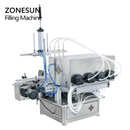 ZONESUN ZS-DTPP4D Desktop 4 Diving Nozzles Peristaltic Pump Liquid Filling Machine