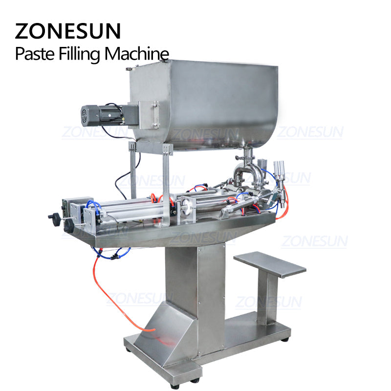 ZONESUN Semi Automatic 2 Heads Paste Filling Machine With Mixer