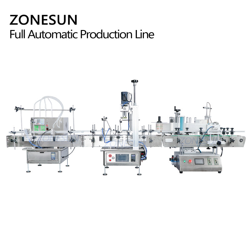 ZONESUN ZS-FAL180C2 Desktop 4 Nozzles Liquid Filling Capping And Positioning Round Bottle Labeling Machine