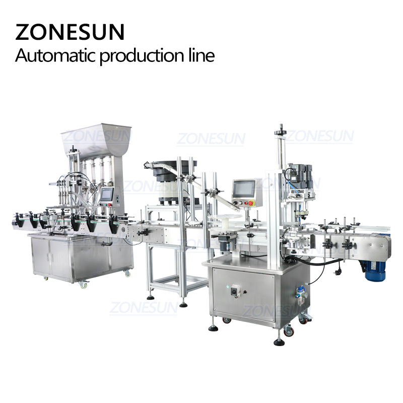 ZONESUN ZS-FAL180A7 Tappatrice di riempimento di liquidi in pasta con alimentatore per tappi vibranti