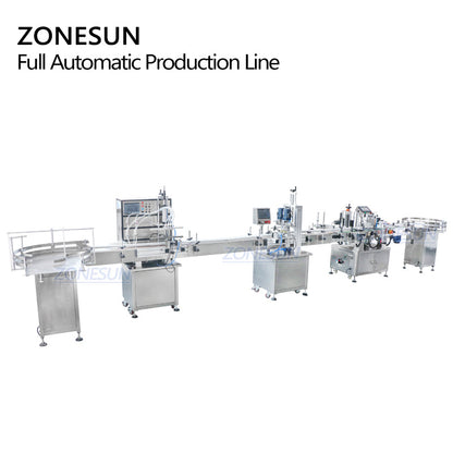 ZONESUN 4 Heads Liquid Filling Capping And Round Bottle Labeling Machine With Inkjet Printing Machine