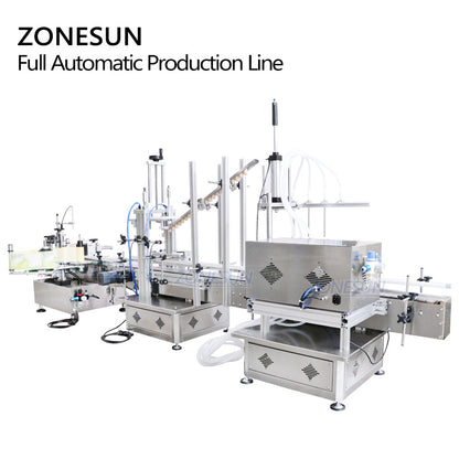 ZONESUN Small Automatic Magnetic Pump Liquid Filling Capping Round Bottle Labeling Machine