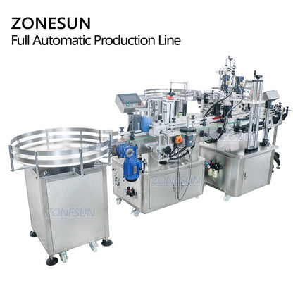 ZONESUN ZS-FAL180R4 Etichettatrice per tappatura di riempimento di liquidi a pistone con nastro trasportatore a forma di U