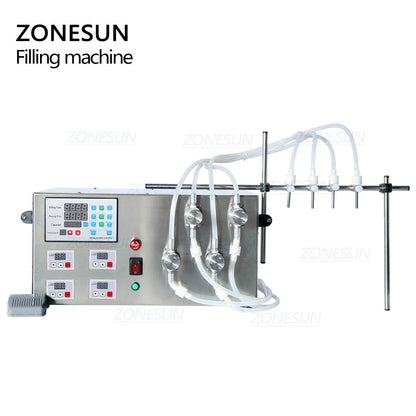 ZONESUN ZS-YTMP4S Semi-Automatic 4 Heads Magnetic Pump Liquid Filling Machine