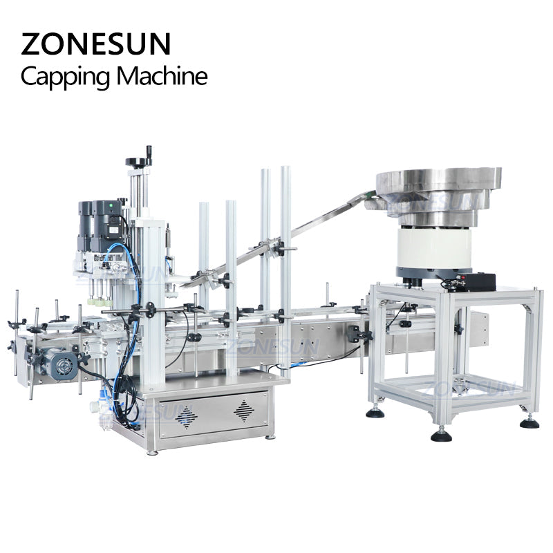 ZONESUN ZS-XG1870V Benchtop Bottle Capping Machine With Vibratory Bowl