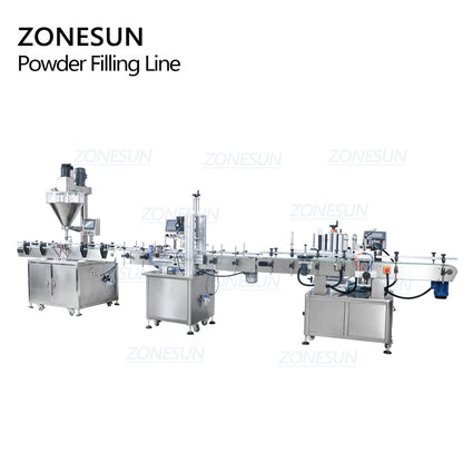 ZONESUN Powder Filling Capping Round Bottle Labeling Production Line