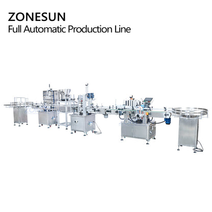 ZONESUN Custom Liquid Filling Capping And Round Labeling Machine With Vibratory Cap Feeder automatic machine line