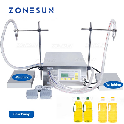 ZONESUN ZS-GP632 50-8000ml 2 Nozzles Gear Pump Liquid Weighing Filling Machine