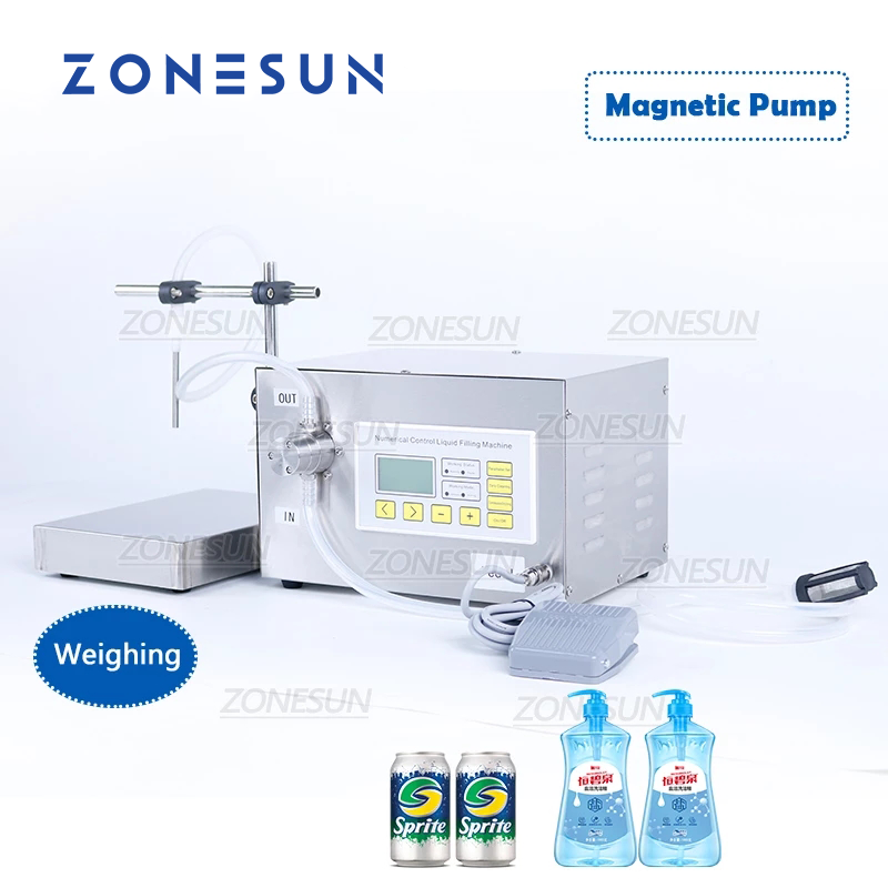 Máquina de pesaje y llenado de líquidos con bomba magnética ZONESUN ZS-MP251W 50-3500ml