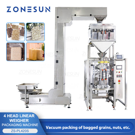 ZONESUN ZS-PL420S 4 Heads Granule Feeding Weighing Filling Vacuum Sealing Machine