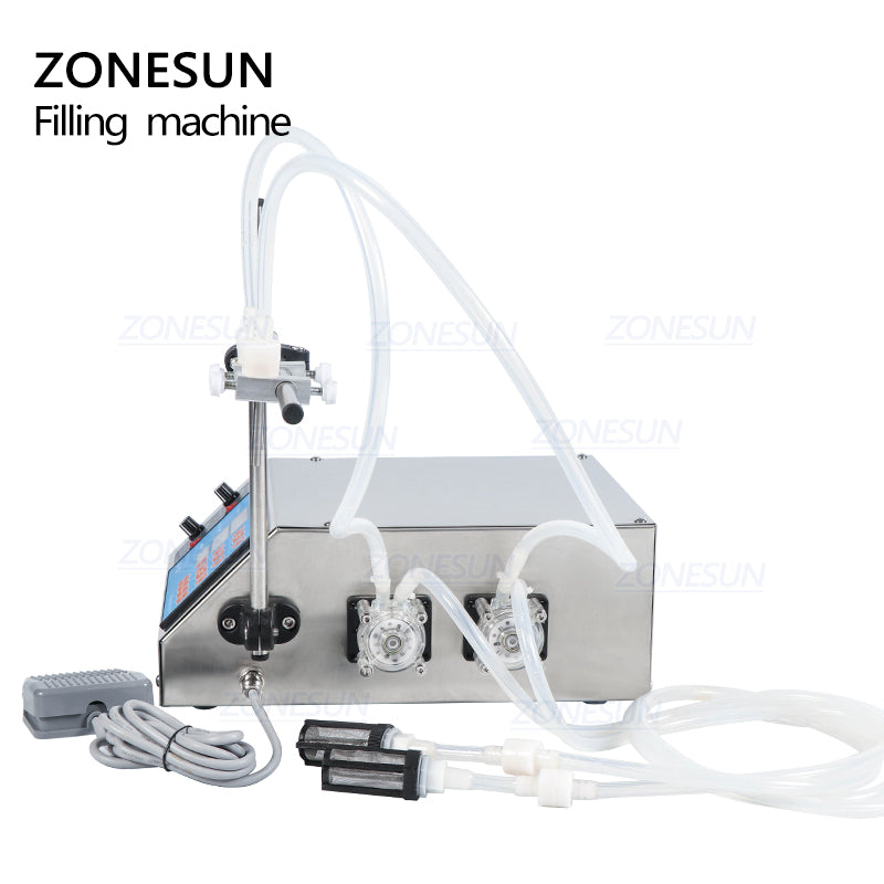 ZONESUN 2 Nozzles Peristaltic Pump Vial Liquid Filling Machine